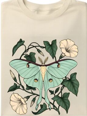 Mint Luna Moth Floral Graphic Tee